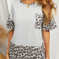 Leopard Color Block Dropped Shoulder Pocket Tee