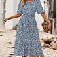 Floral Cutout Puff Sleeve Midi Dress