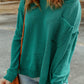 Dropped Shoulder Boat Neck Sweater Pullover with Pocket