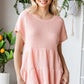 Waffle-Knit Buttoned Ruffle Hem Top