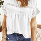 Swiss Dot Decorative Button Short Sleeve Blouse