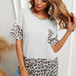 Leopard Color Block Dropped Shoulder Pocket Tee