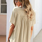Buttoned Notched Neck Short Sleeve Top