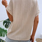 Textured Lace Trim Button Front Blouse