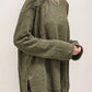 Waffle-Knit Round Neck Long Sleeve Sweatshirt
