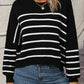 Striped Dropped Shoulder Round Neck Pullover Sweater