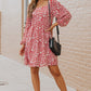 Animal Print Square Neck Balloon Sleeve Dress