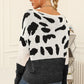 Full Size Two-Tone Boat Neck Sweater