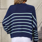 Striped Dropped Shoulder Round Neck Pullover Sweater