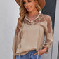 Embroidered Tie-Neck Puff Sleeve Blouse