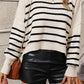 Striped Dropped Shoulder Round Neck Pullover Sweater