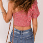 Ditsy Floral Ruffled One-Shoulder Smocked Top